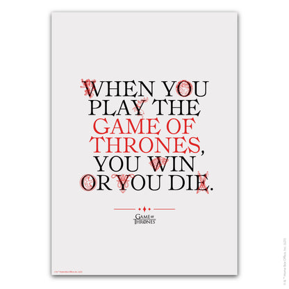 Game of Thrones Print – You Win Or You Die Poster Wall Art