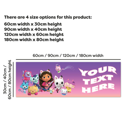 Gabby's Dollhouse Birthday - Gabby And Group Personalised Name Banner Wall Sticker