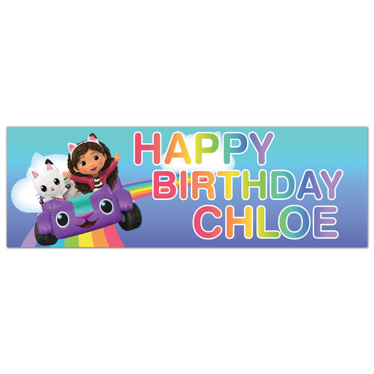 Gabby's Dollhouse Birthday - Rainbow Road Personalised Name Banner Wall Sticker