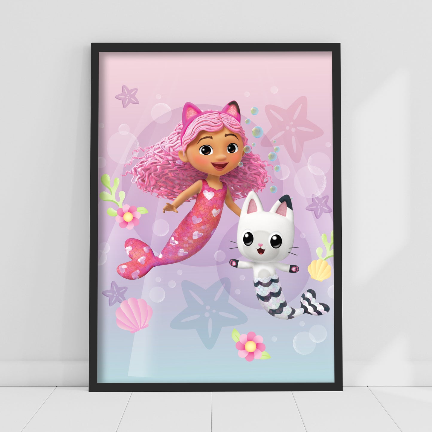 Gabby's Dollhouse Print - Gabby and Pandy Mermaids Poster Kids Wall Art