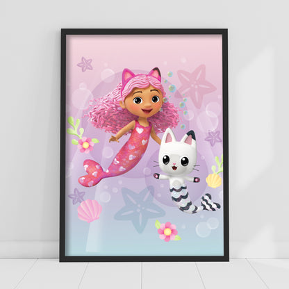 Gabby's Dollhouse Print - Gabby and Pandy Mermaids Poster Kids Wall Art