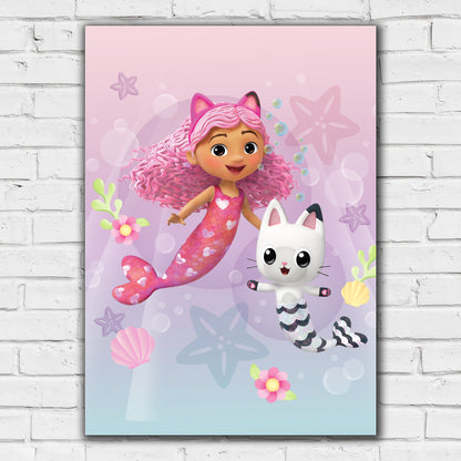 Gabby's Dollhouse Print - Gabby and Pandy Mermaids Poster Kids Wall Art