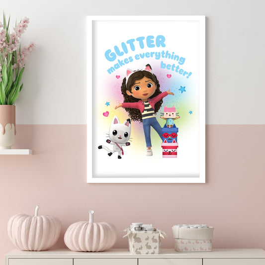 Gabby's Dollhouse Print - Glitter Makes Everything Better Poster Kids Wall Art