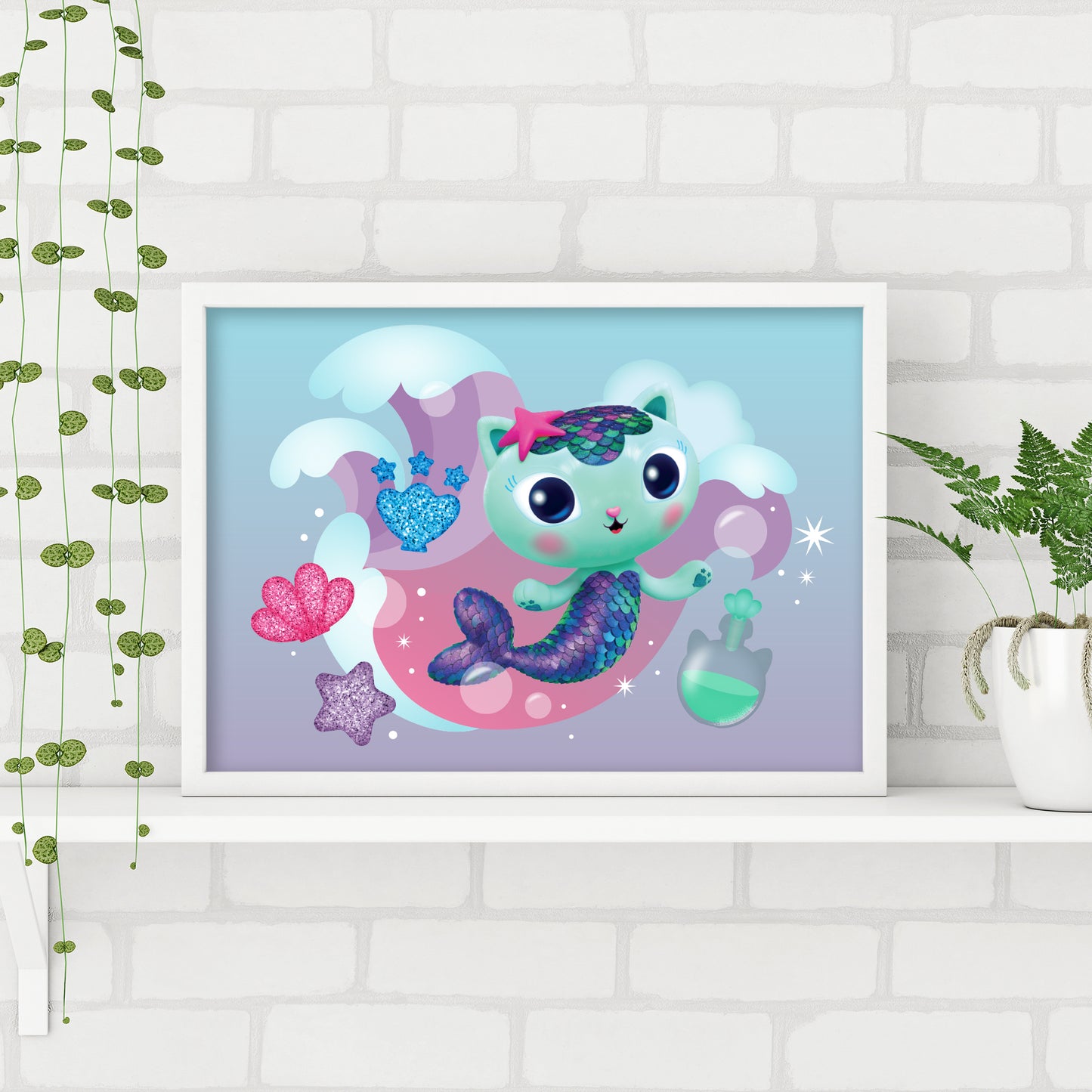 Gabby's Dollhouse Print - MerCat Waves Poster Kids Wall Art