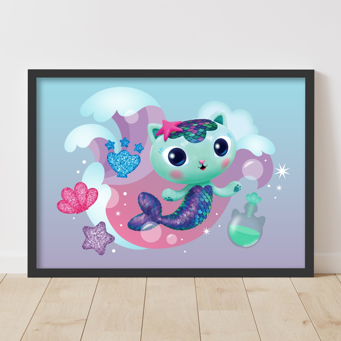 Gabby's Dollhouse Print - MerCat Waves Poster Kids Wall Art