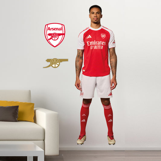 Arsenal FC - Gabriel 25/26 Player Wall Sticker + Gunners Decal Set