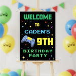 Gaming Birthday Sign - Controller With Pixel Stars Personalised Foamex Board