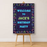 Gaming Birthday Sign - Neon Icons Personalised Foamex Board