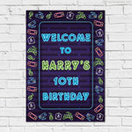 Gaming Birthday Sign - Neon Icons Personalised Foamex Board