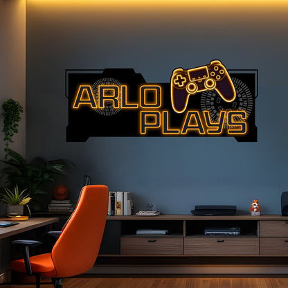 Gaming Wall Sticker - Neon Gamer Tag Circuit Personalised Name Wall Art