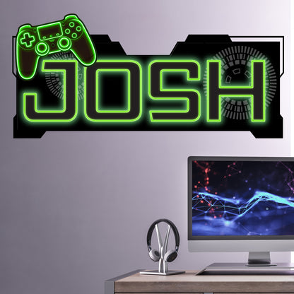 Gaming Wall Sticker - Neon Gamer Tag Circuit Personalised Name Wall Art