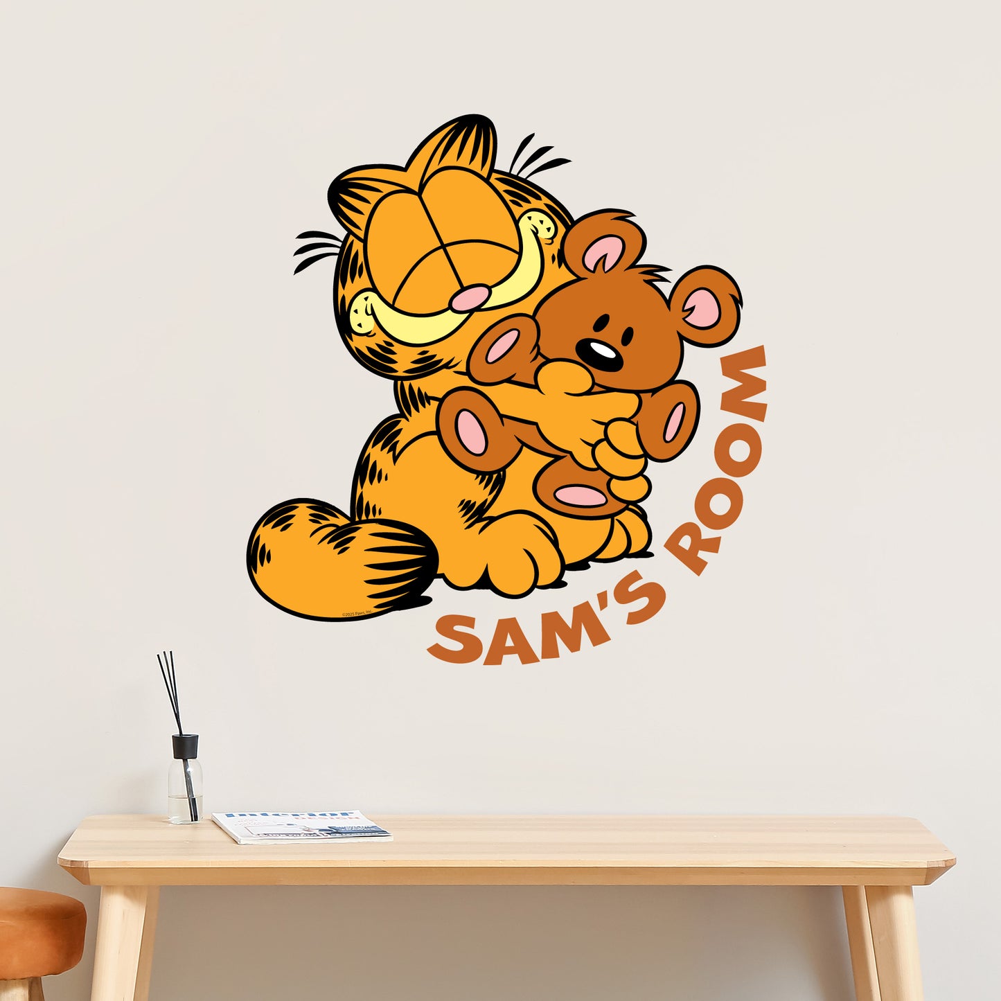 Garfield Wall Sticker - Garfield Hugging Pooky Personalised Name Wall Art