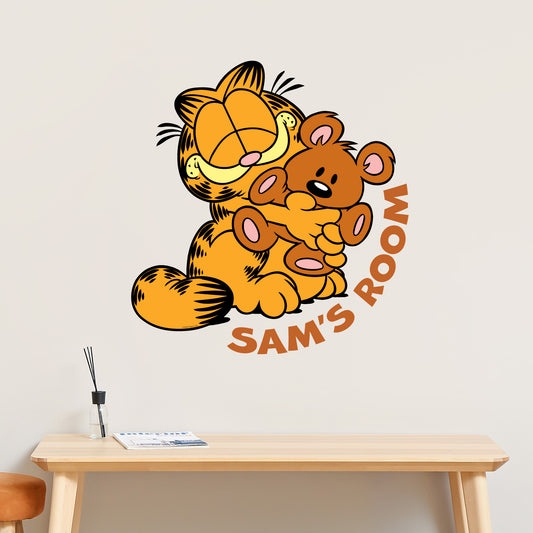Garfield Wall Sticker - Garfield Hugging Pooky Personalised Name Wall Art