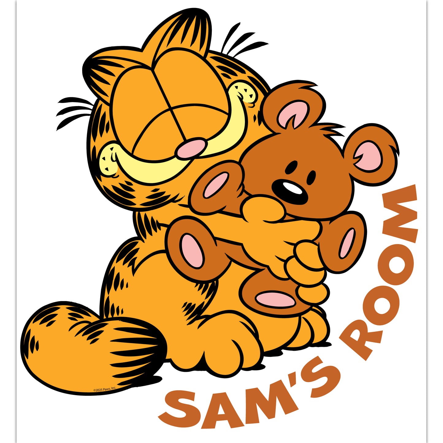 Garfield Wall Sticker - Garfield Hugging Pooky Personalised Name Wall Art