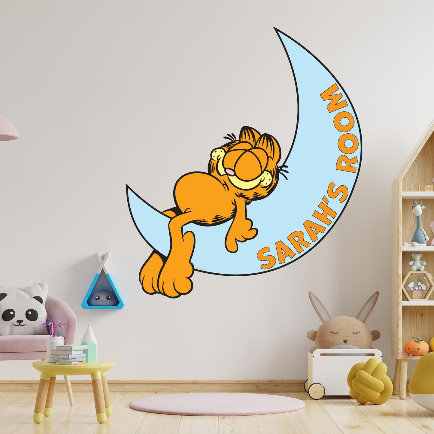 Garfield Wall Sticker - Garfield Sleeping On The Moon Personalised Name Decal Wall Art