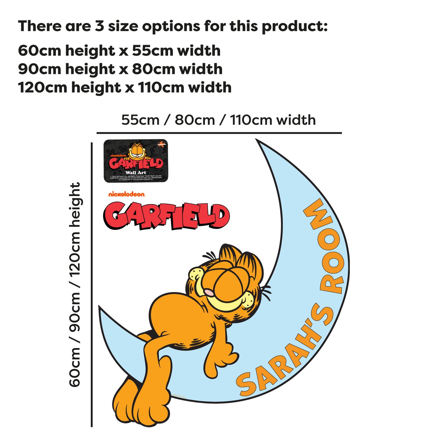 Garfield Wall Sticker - Garfield Sleeping On The Moon Personalised Name Decal Wall Art