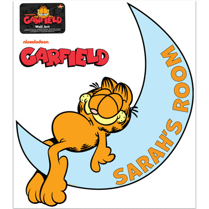 Garfield Wall Sticker - Garfield Sleeping On The Moon Personalised Name Decal Wall Art