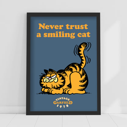 Garfield Print – Never Trust A Smiling Cat 1978 Vintage Navy Poster Wall Art