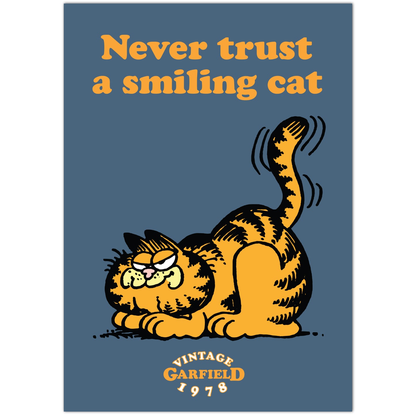Garfield Print – Never Trust A Smiling Cat 1978 Vintage Navy Poster Wall Art