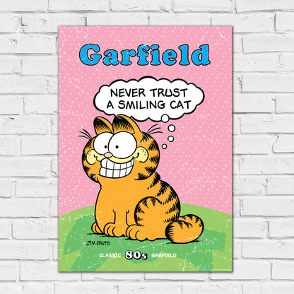 Garfield Print – Never Trust A Smiling Cat Pink Poster Wall Art