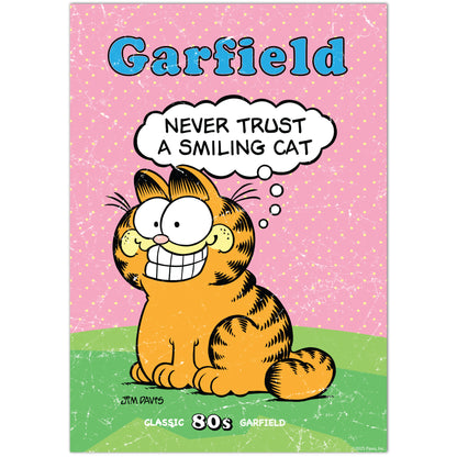 Garfield Print – Never Trust A Smiling Cat Pink Poster Wall Art