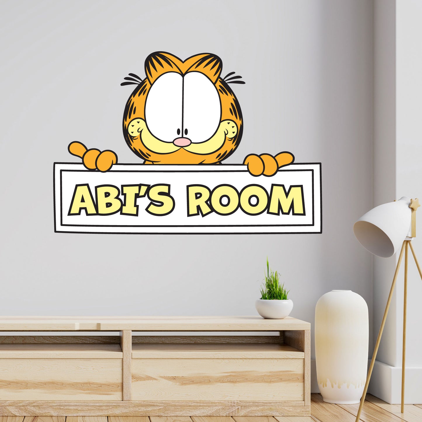 Garfield Wall Sticker - Peeking Over Personalised Name Wall Art