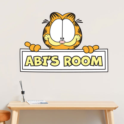 Garfield Wall Sticker - Peeking Over Personalised Name Wall Art