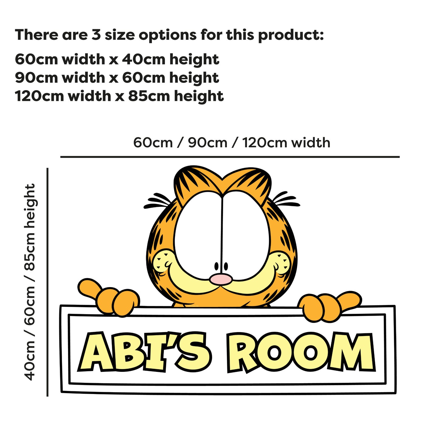 Garfield Wall Sticker - Peeking Over Personalised Name Wall Art