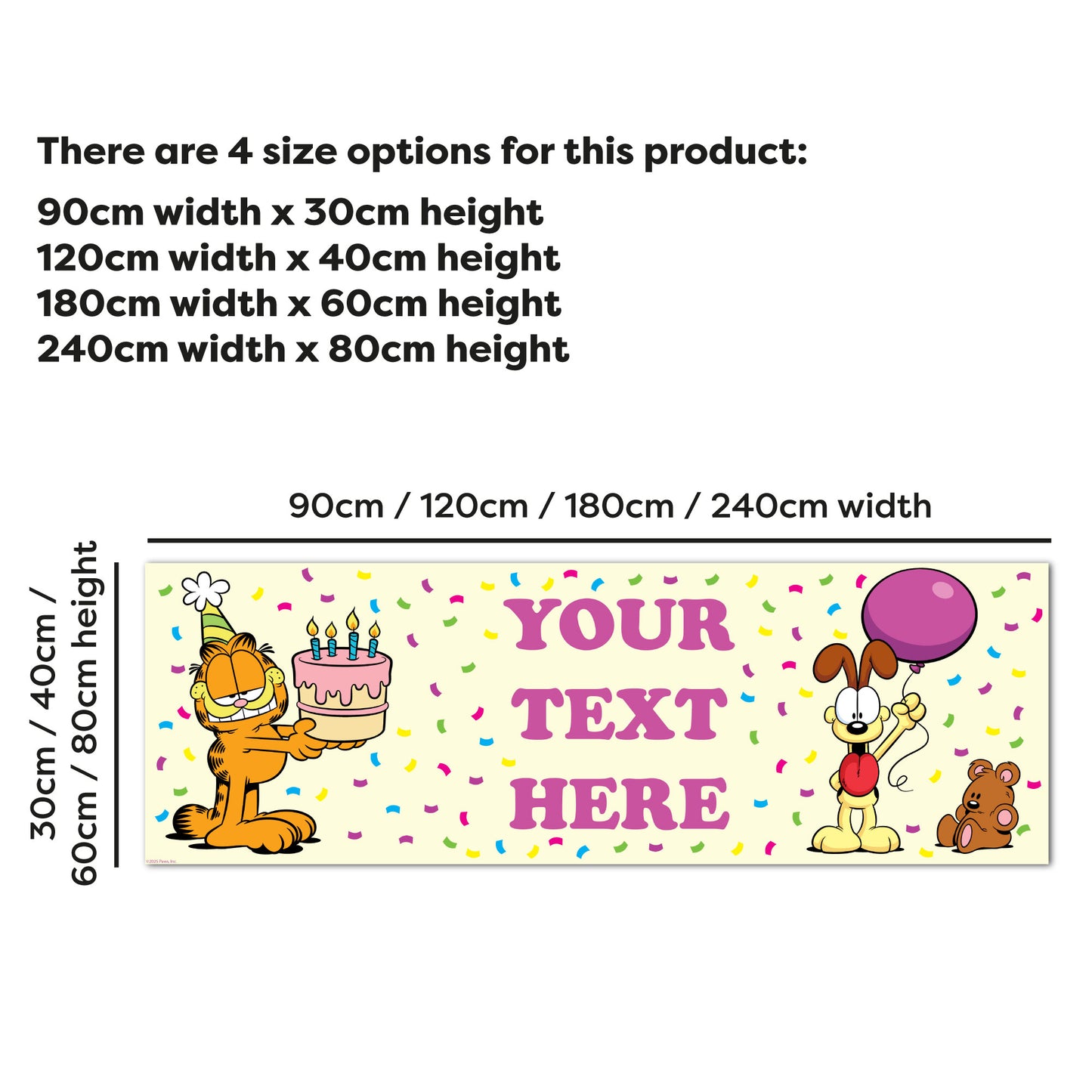 Garfield Birthday - Confetti Personalised Name Banner Wall Sticker