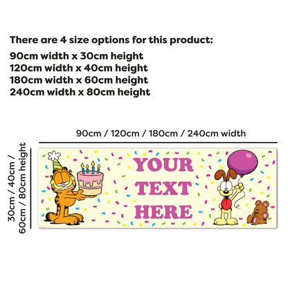 Garfield Birthday - Confetti Personalised Name Banner Wall Sticker