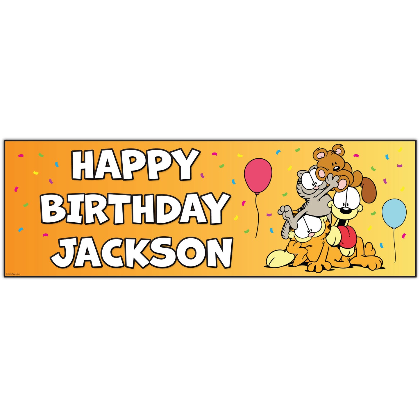 Garfield Birthday - Group Orange Personalised Name Banner Wall Sticker