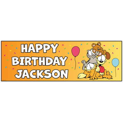 Garfield Birthday - Group Orange Personalised Name Banner Wall Sticker