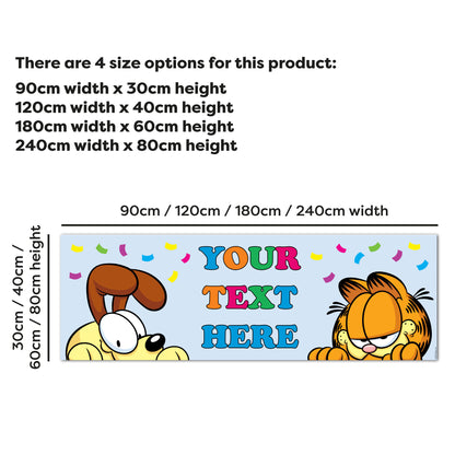 Garfield Birthday - Garfield and Odie Peeking Personalised Name Banner Wall Sticker
