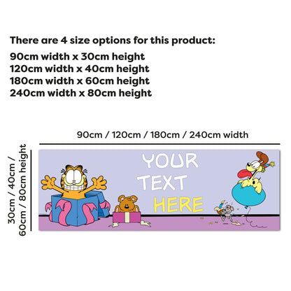 Garfield Birthday - Present Surprise Personalised Name Banner Wall Sticker
