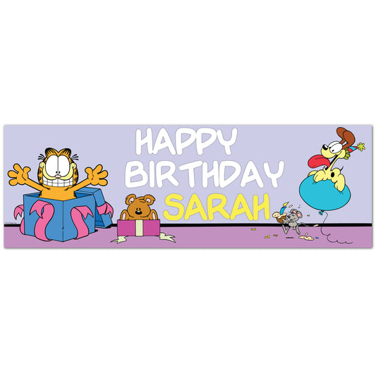 Garfield Birthday - Present Surprise Personalised Name Banner Wall Sticker