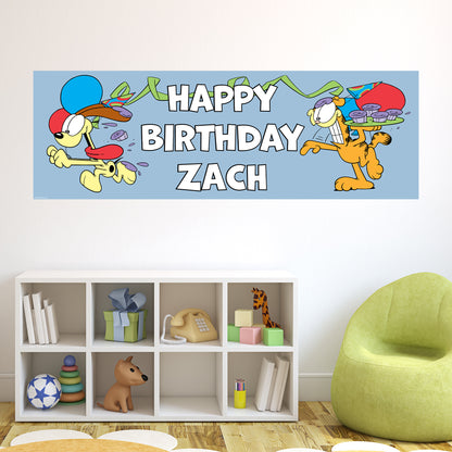 Garfield Birthday - Food Fight Personalised Name Banner Wall Sticker