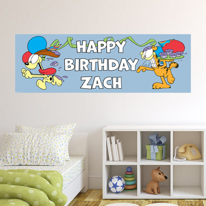 Garfield Birthday - Food Fight Personalised Name Banner Wall Sticker