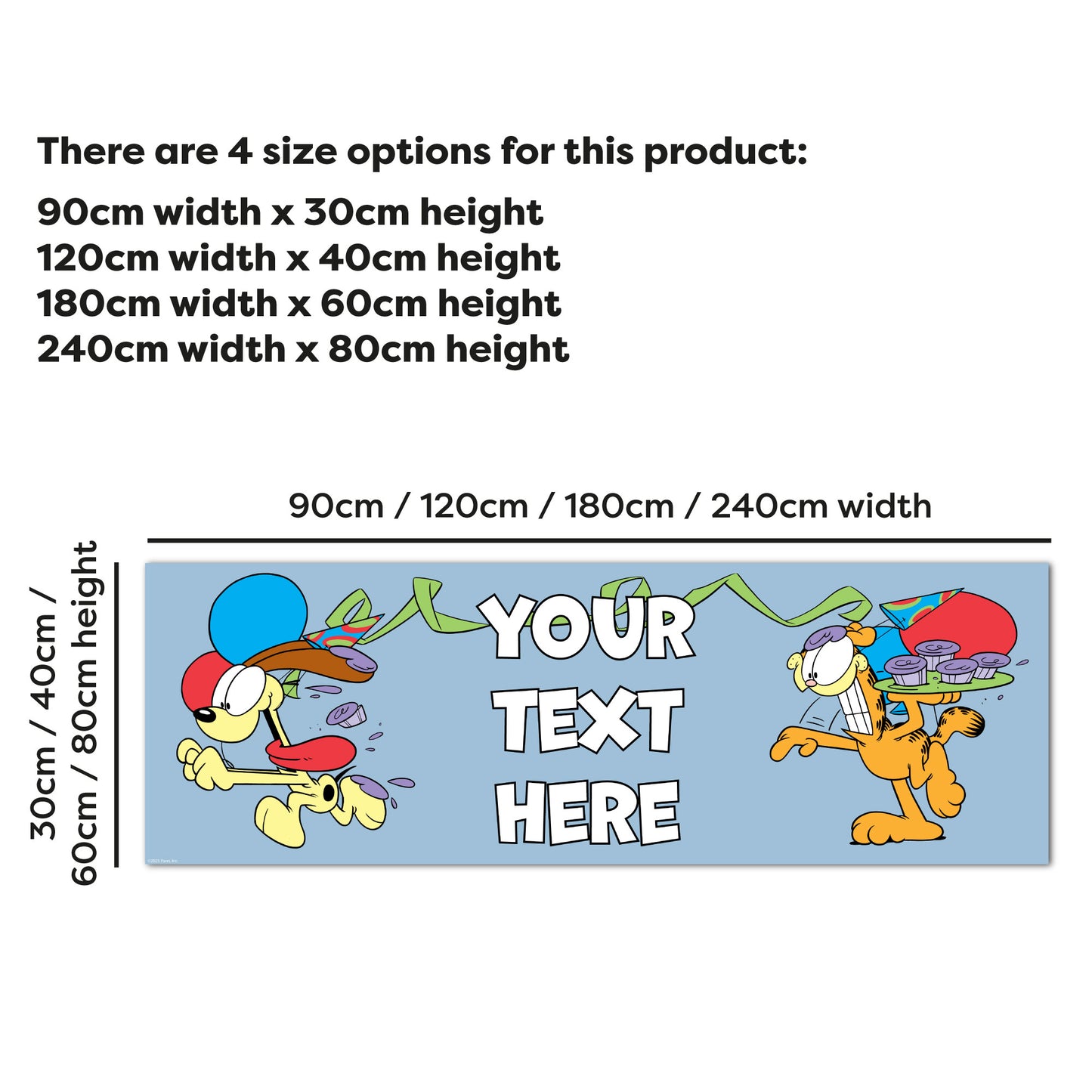 Garfield Birthday - Food Fight Personalised Name Banner Wall Sticker