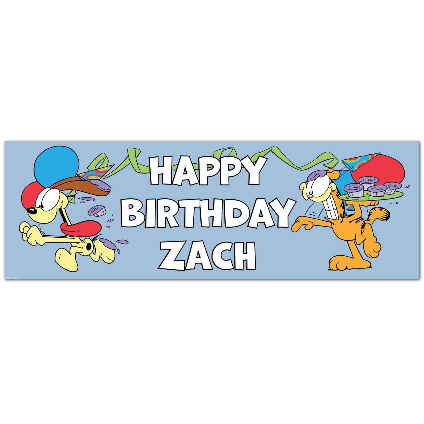 Garfield Birthday - Food Fight Personalised Name Banner Wall Sticker