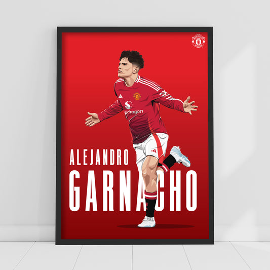 Manchester United FC Print - Garnacho 24/25 Illustration Player Poster Football Wall Art