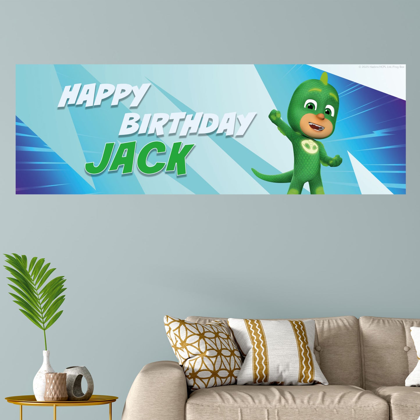 PJ Masks Birthday - Gekko Personalised Banner Wall Sticker