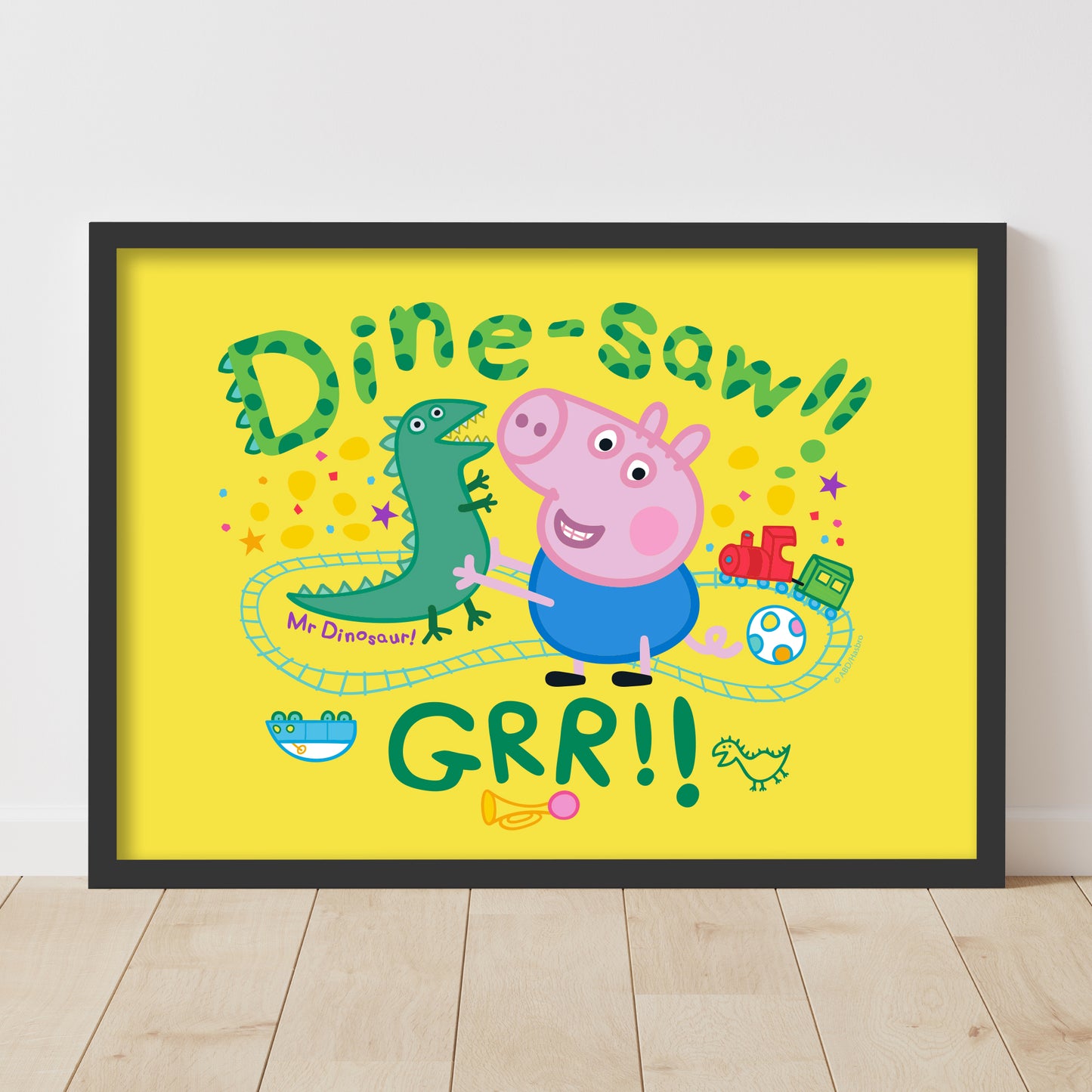 Peppa Pig Print - George Dine-saw Grr Yellow Poster Wall Art