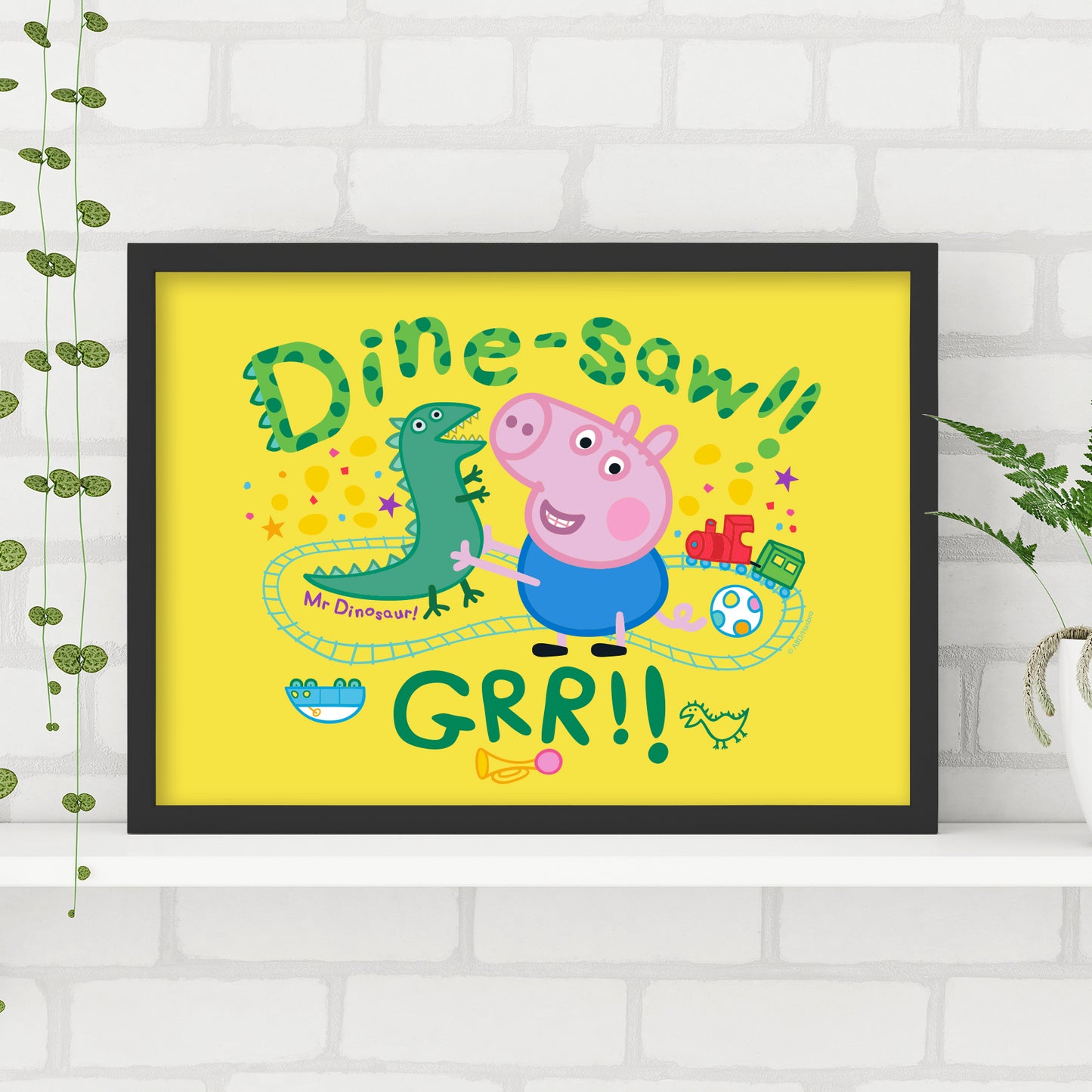 Peppa Pig Print - George Dine-saw Grr Yellow Poster Wall Art