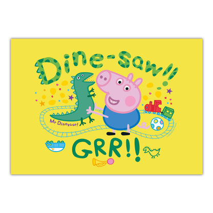 Peppa Pig Print - George Dine-saw Grr Yellow Poster Wall Art