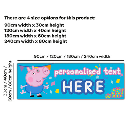 Peppa Pig Birthday - George Pig Blue Personalised Banner Wall Sticker