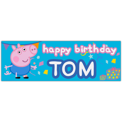 Peppa Pig Birthday - George Pig Blue Personalised Banner Wall Sticker