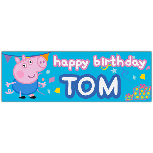 Peppa Pig Birthday - George Pig Blue Personalised Banner Wall Sticker