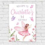 Girls Birthday Sign - Fairy With Butterflies Personalised Foamex Board