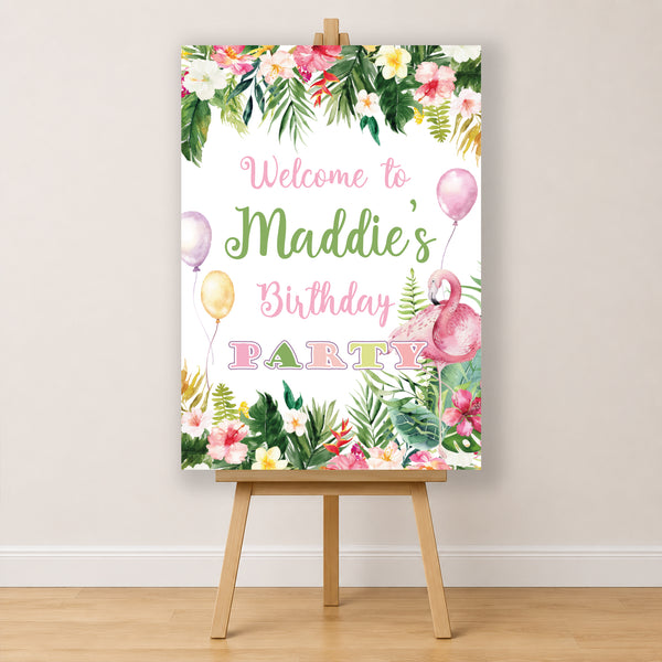 Girls Birthday Sign - Flamingo Summer Personalised Foamex Board