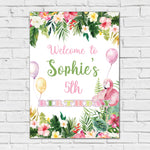 Girls Birthday Sign - Flamingo Summer Personalised Foamex Board